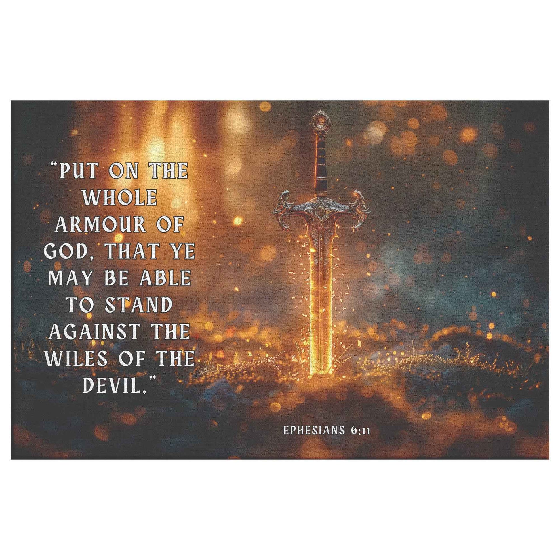 Divine Strength and Protection The Shining Sword Ephesians 611    Christian Canvas Wall Art Decor