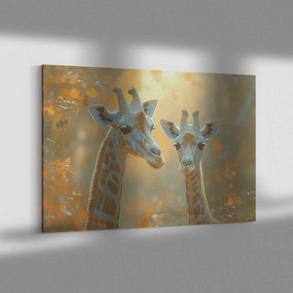 Golden Embrace of Gentle Giraffes in the Savanna   Christian Canvas Wall Art Decor