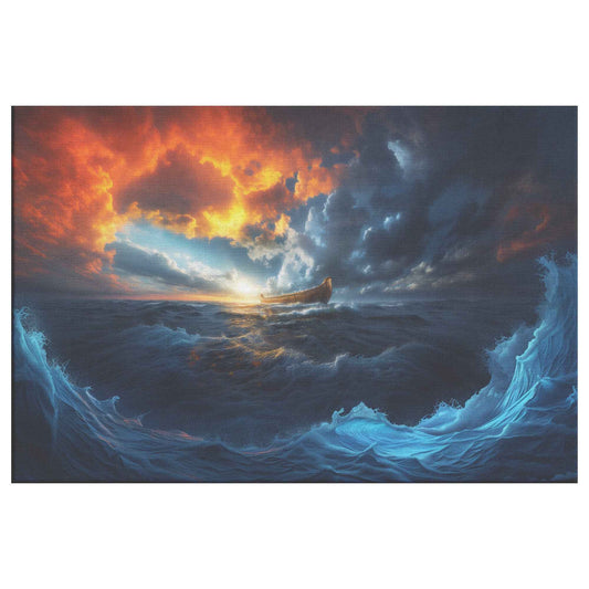 Noah's Ark A Majestic Journey Through Stormy Seas at Sunset   Inspiring Christian Canvas Wall Art Decor