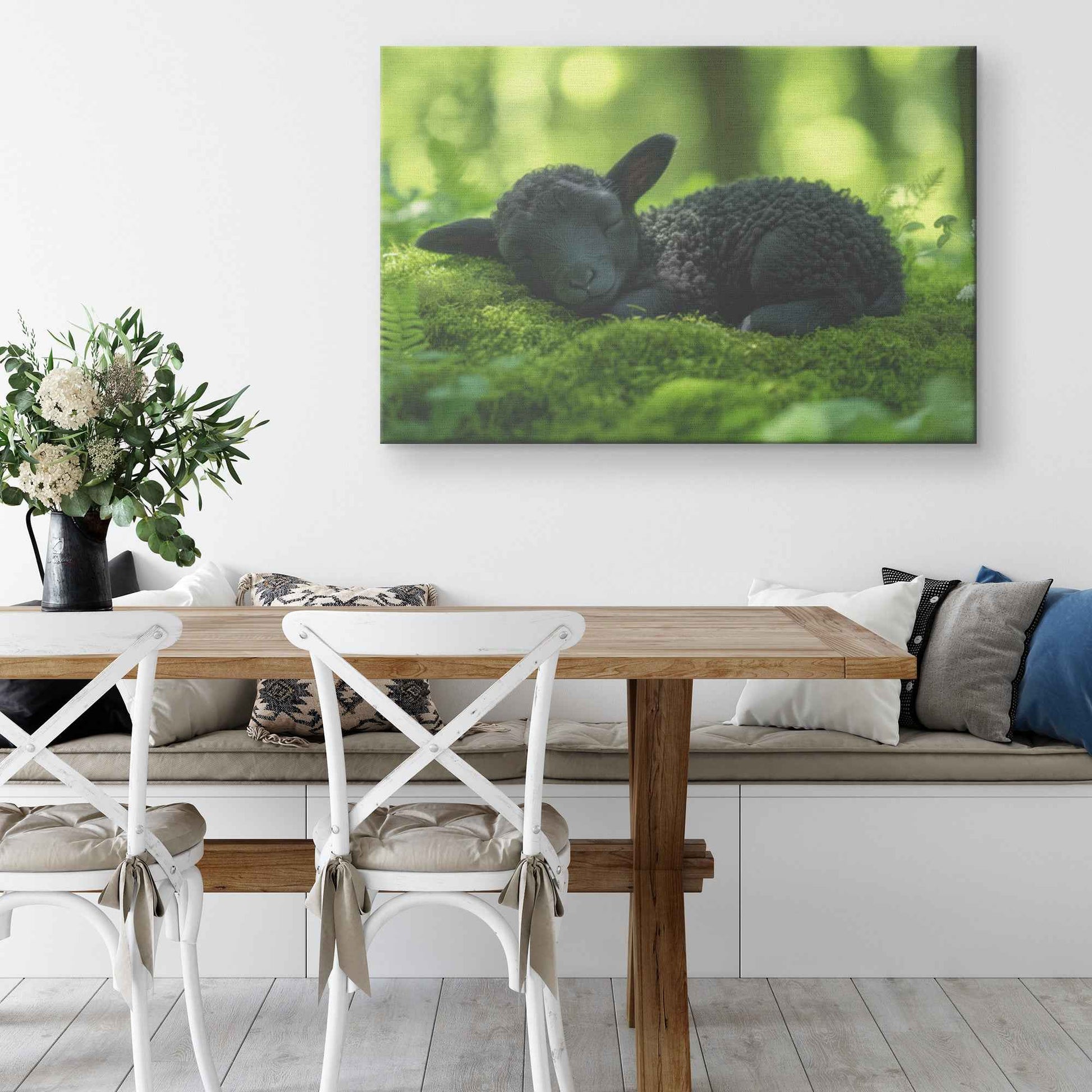 Restful Lamb in Tranquil Forest Peaceful Calm and Natural Beauty   Christian Canvas Wall Art Decor