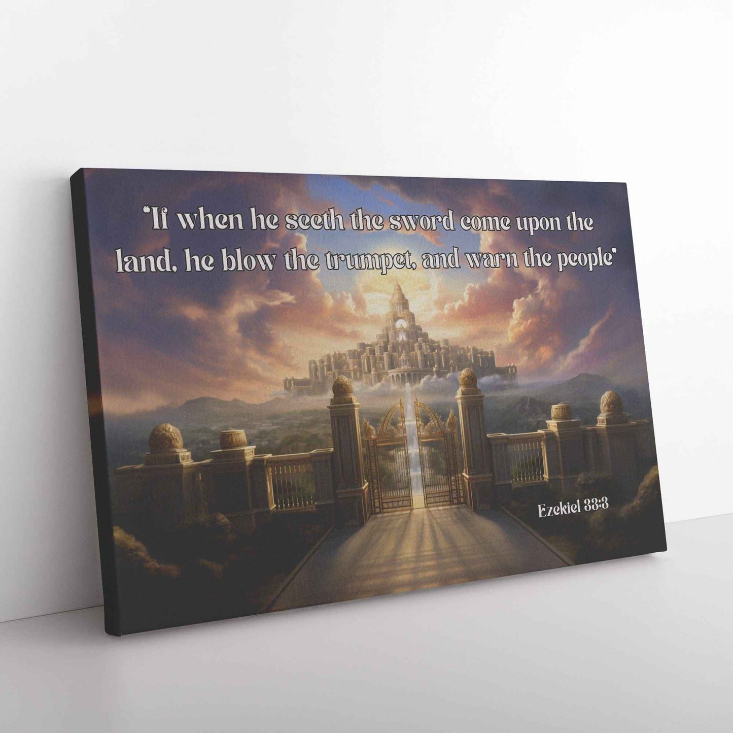 Sounding the Trumpet Christian Canvas Wall Art Scripture Ezekiel 333