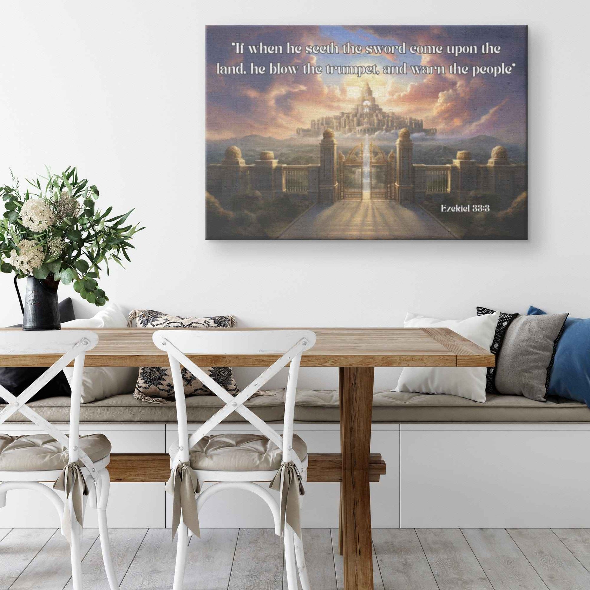 Sounding the Trumpet Christian Canvas Wall Art Scripture Ezekiel 333