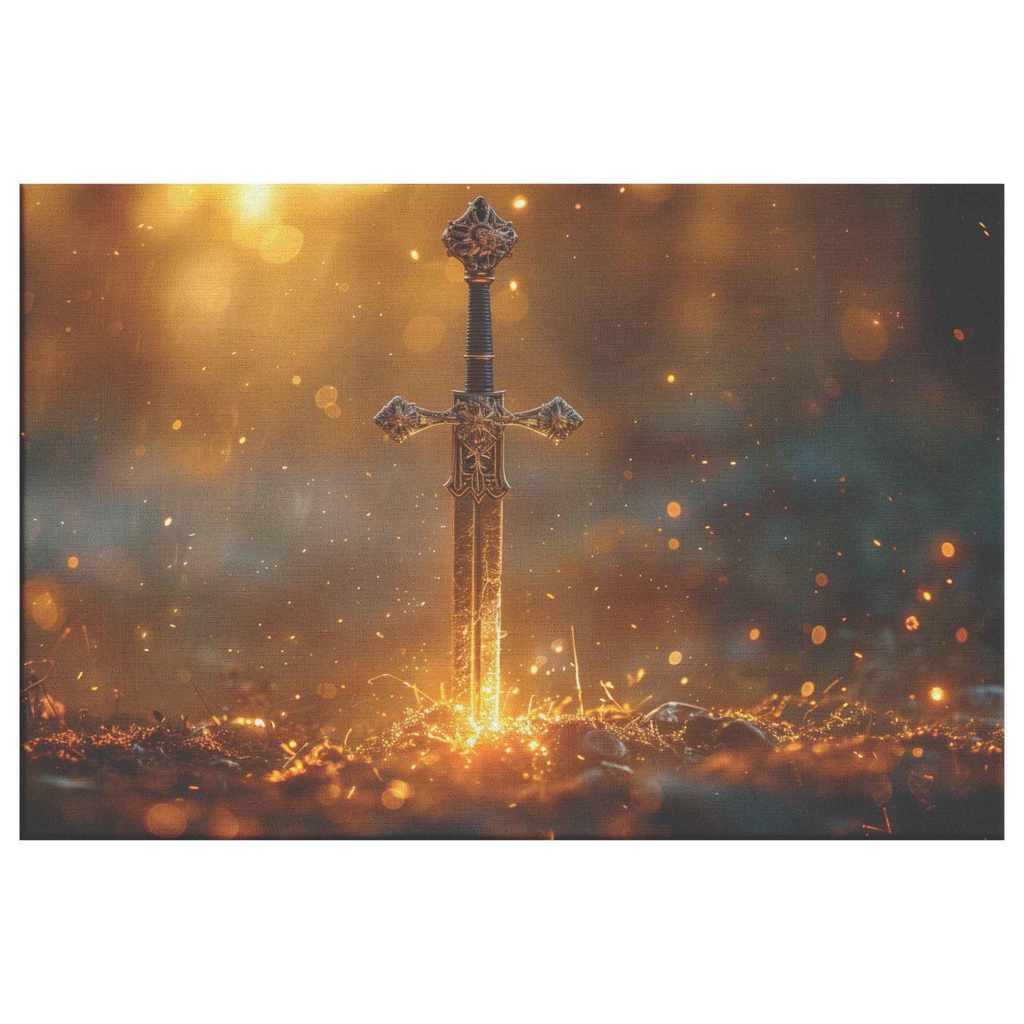 Sword of Faith Piercing Through Darkness Divine Power and Strength   Christian Canvas Wall Art Decor