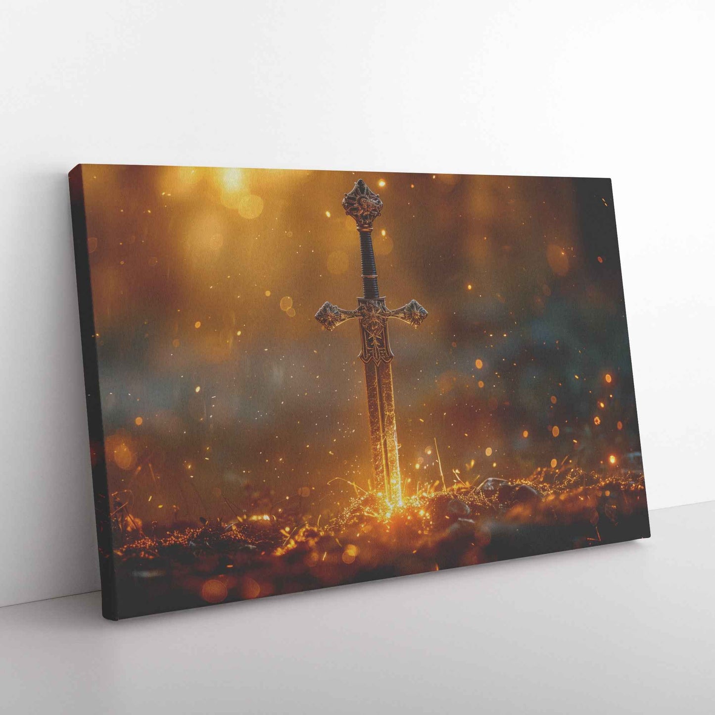 Sword of Faith Piercing Through Darkness Divine Power and Strength   Christian Canvas Wall Art Decor
