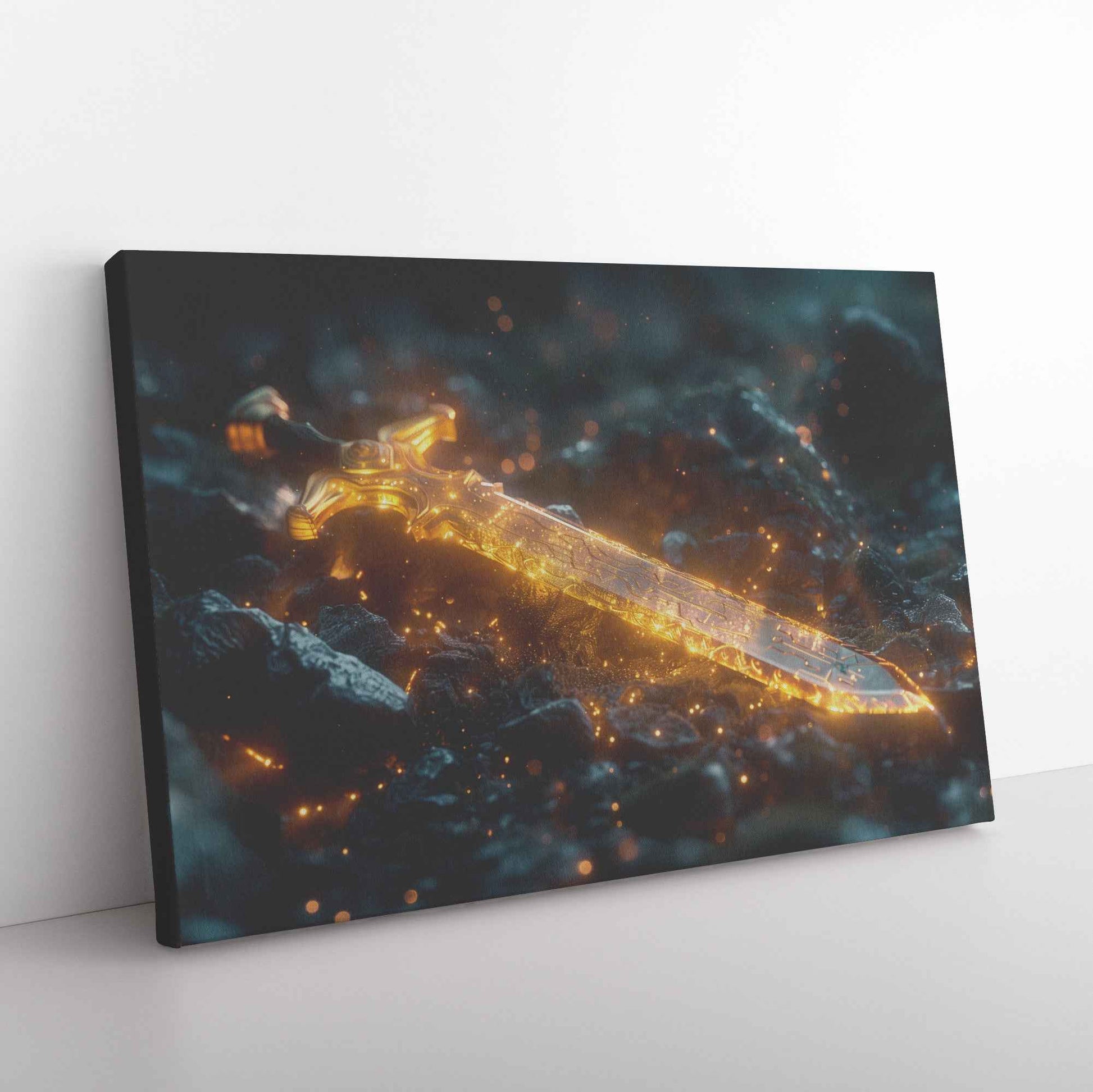 Sword of Truth Radiating Divine Strength and Glory   Christian Canvas Wall Art Decor