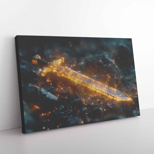 Sword of Truth Radiating Divine Strength and Glory   Christian Canvas Wall Art Decor