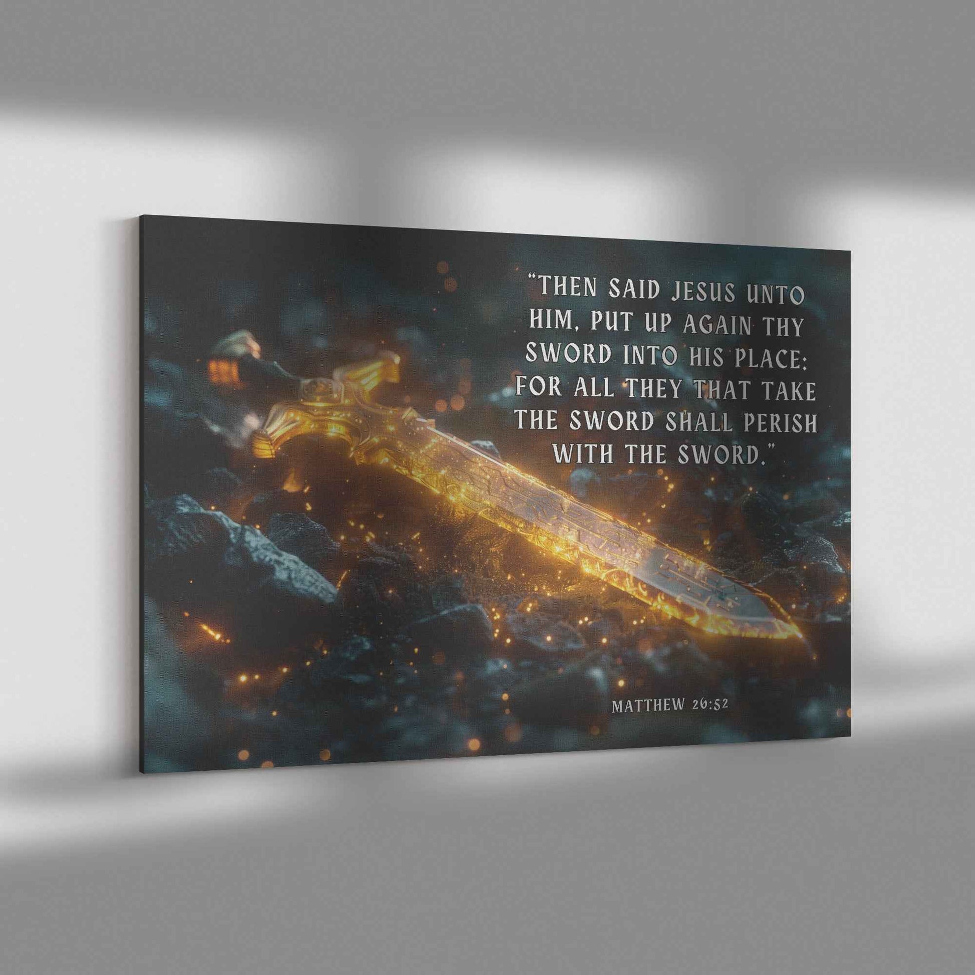 Sword of Truth Radiating Divine Strength and Glory Matthew 2652   Christian Canvas Wall Art Decor