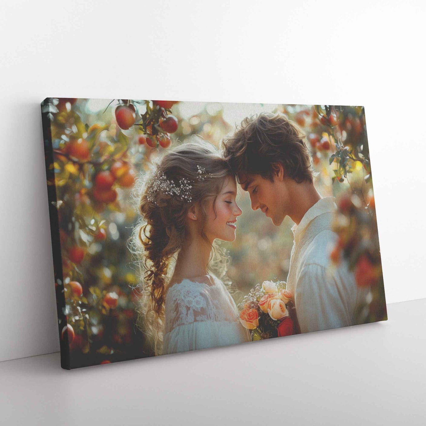 Timeless Romance Adam and Eve Under Apple Trees   Captivating Christian Canvas Wall Art Decor
