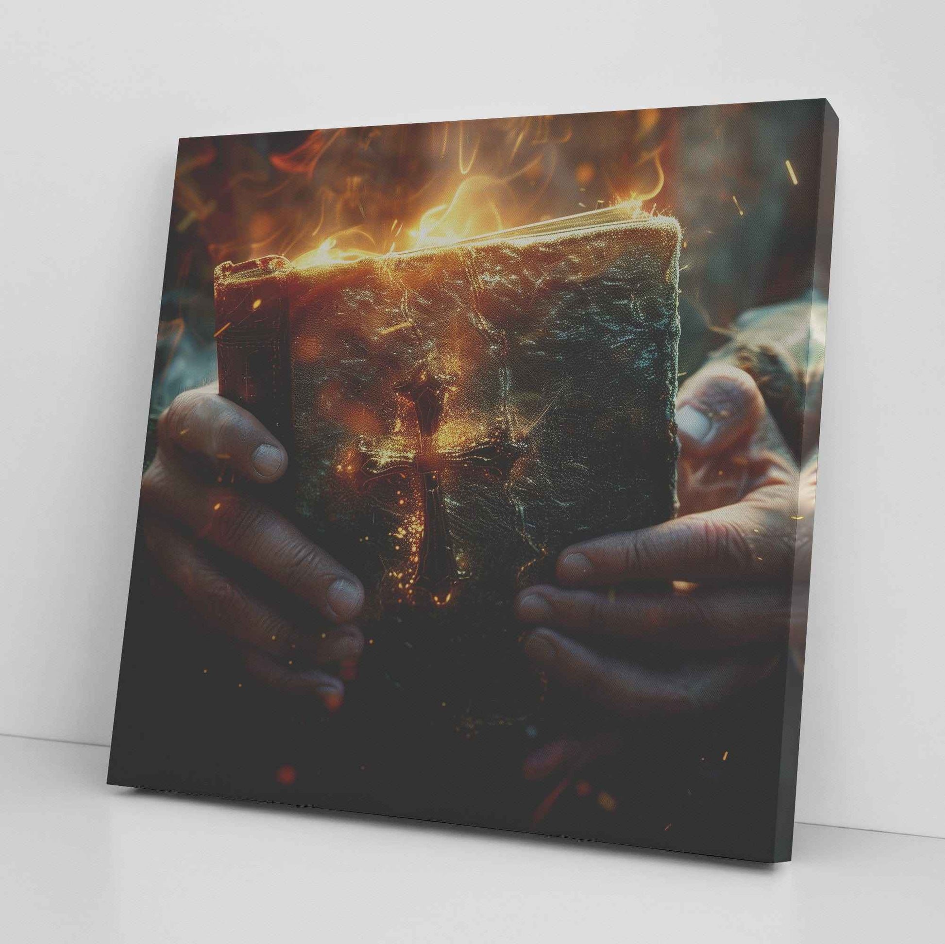 True Christian Grasping Bible with Trust & Faith Square Canvas