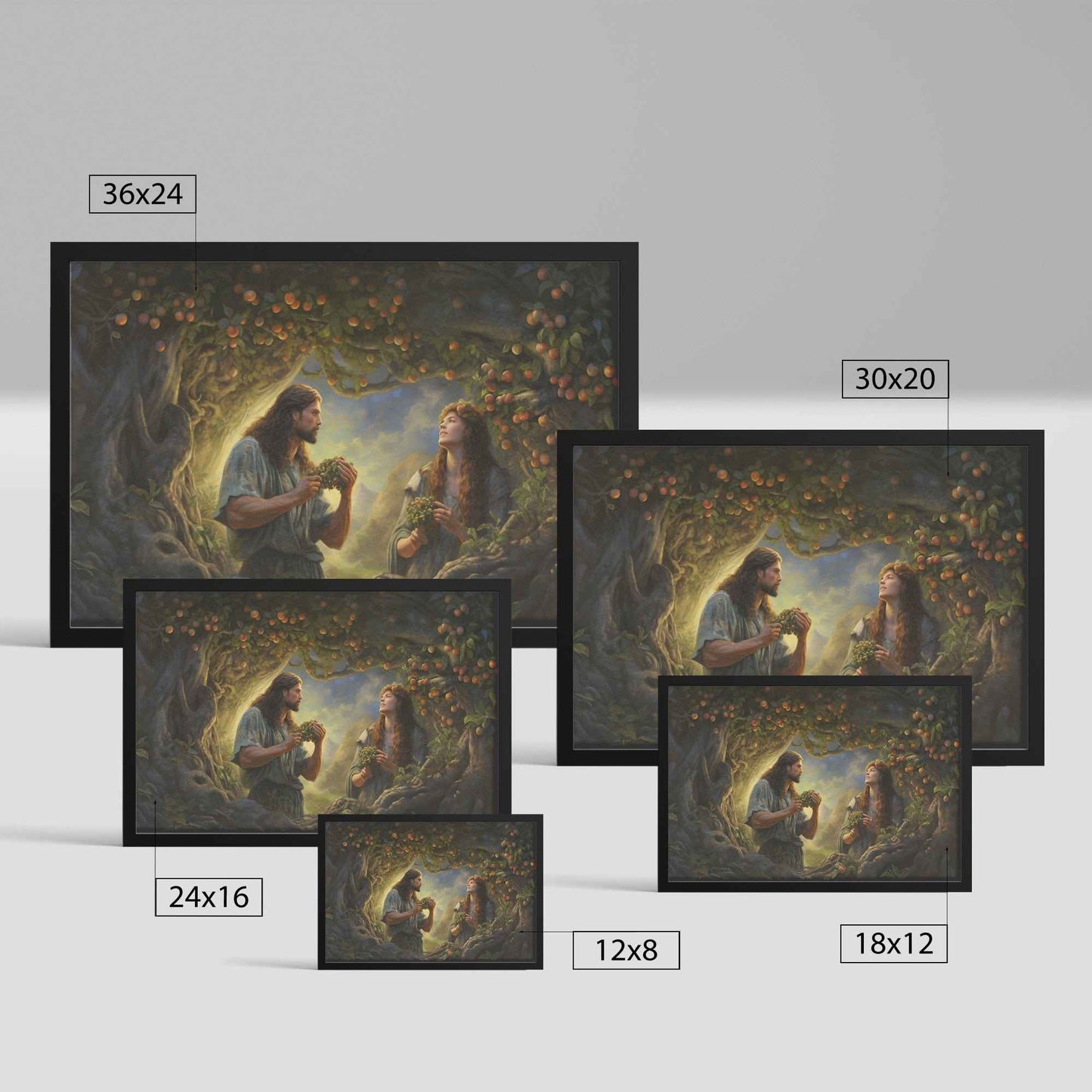 Adam & Eve In The Garden Of Eden Beautiful Art Print With Frame