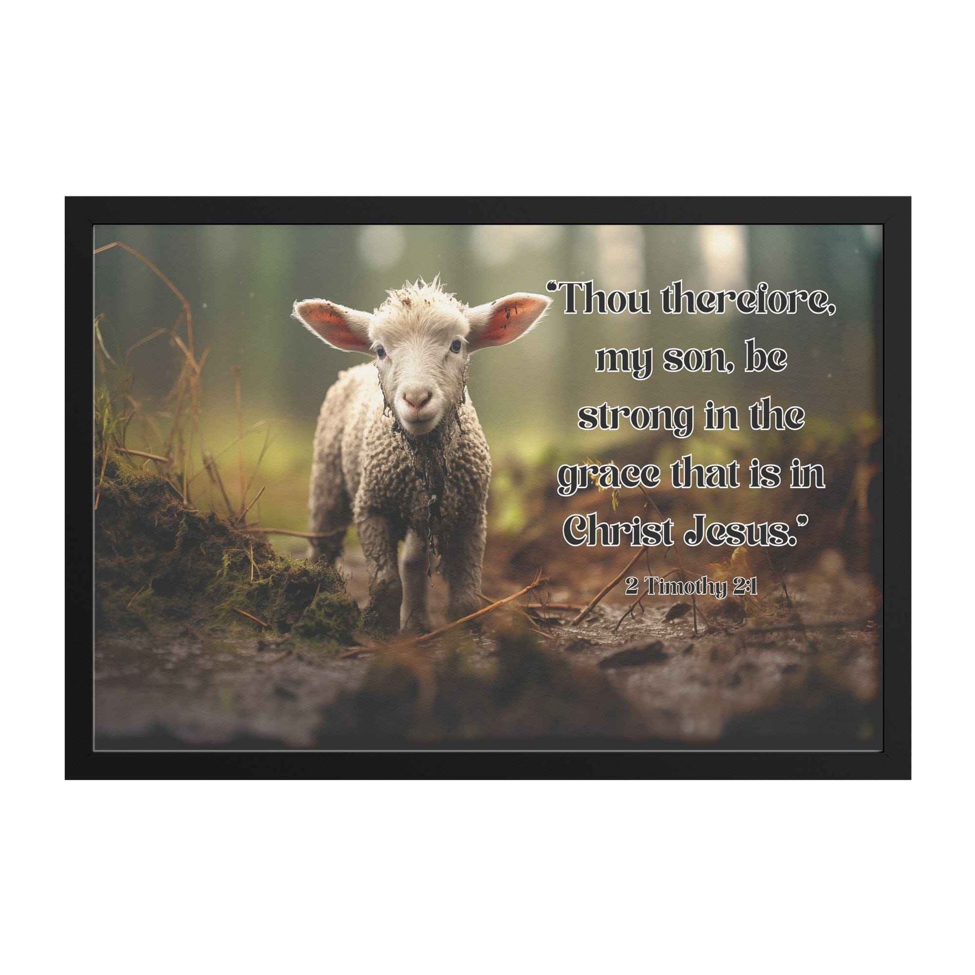 Lamb In Forest Framed Wall Art Print 2 Timothy 2:1