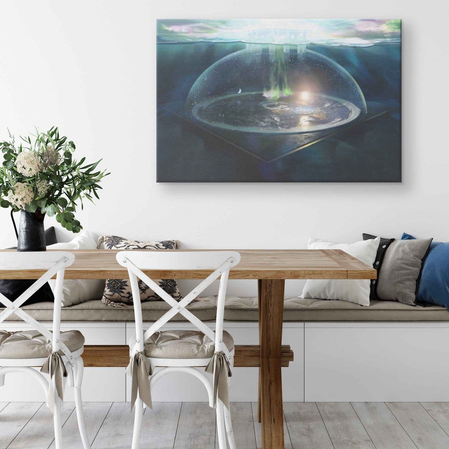 Flat Earth With Firmament Canvas Wall Art Print