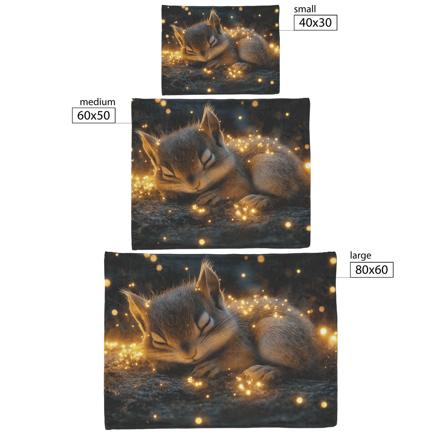 Baby Chipmunk Resting on Glowing Log Surrounded by Shimmering Moss and Bioluminescent Fireflies Fleece Sherpa Blanket - Awakening Righteousness