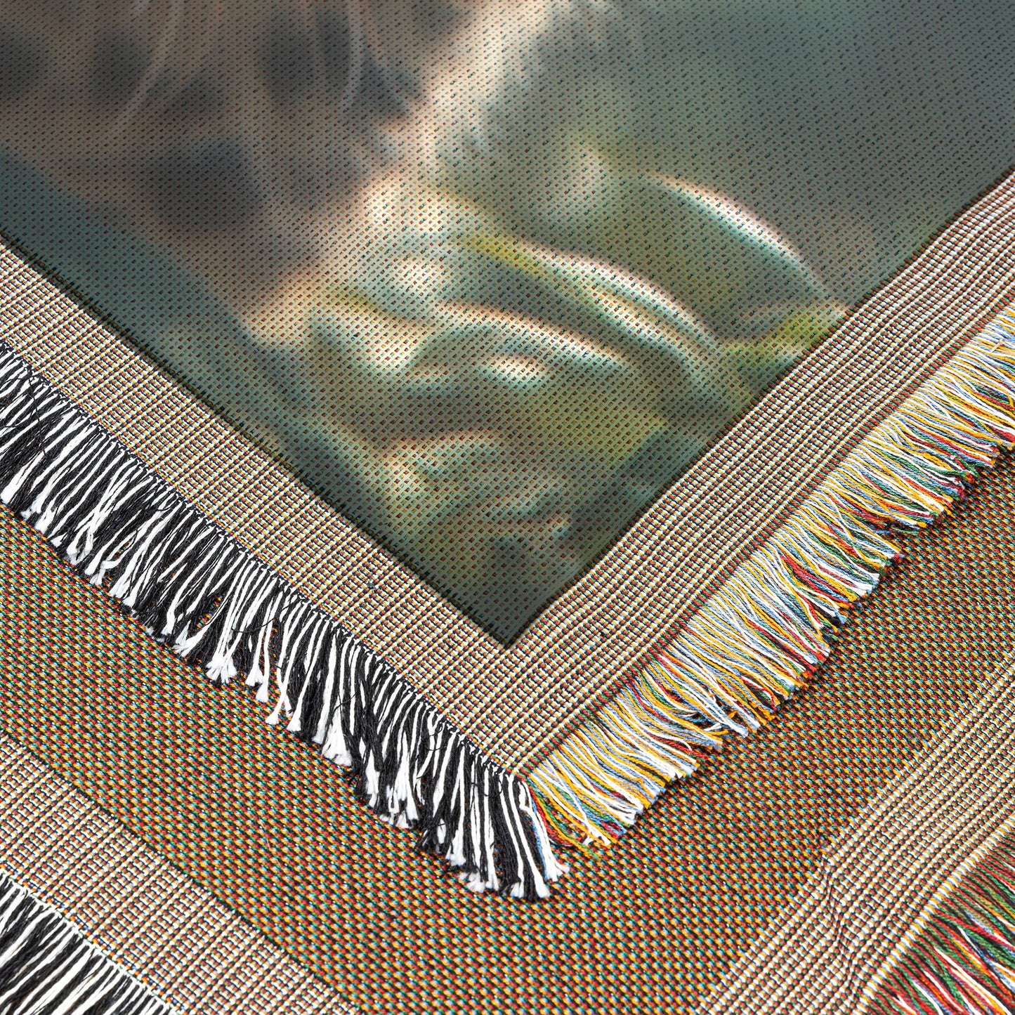 Baby Leopard Cub with Blue Eyes in Lush Jungle Cozy Woven Throw Blanket - Awakening Righteousness