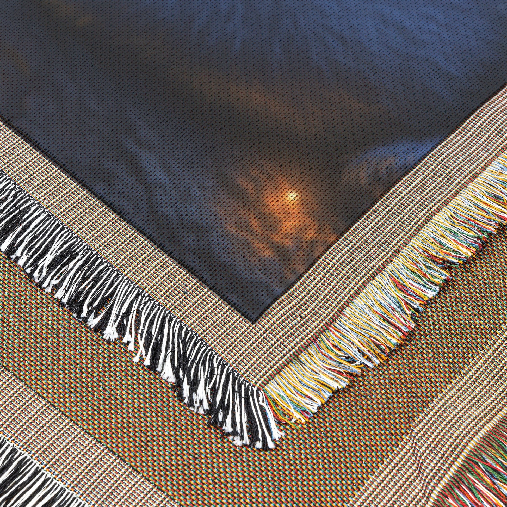 Baby Panda Sleeping Peacefully on Glowing Tree Branch Under Twilight Sky Woven Throw Blanket - Awakening Righteousness