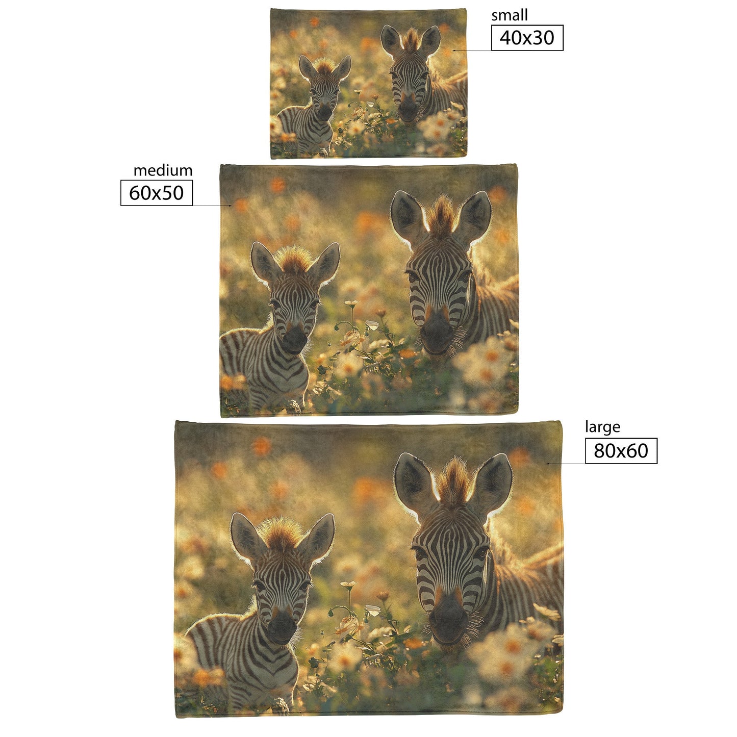 Baby Zebra with Mother Sherpa Fleece Blanket Lush Green Field Blooming Flowers Soft Sunlight Serene Wildlife Scene - Awakening Righteousness