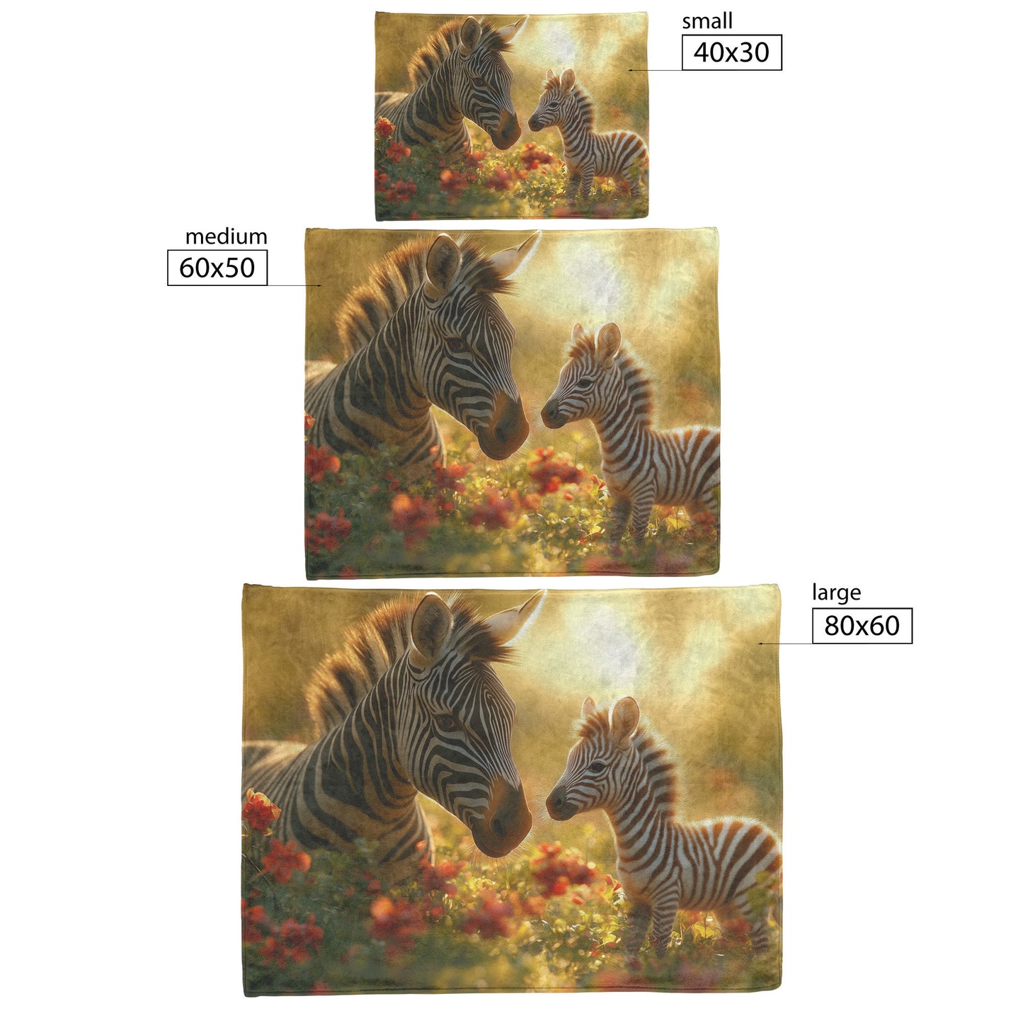 Baby Zebra with Mother Sherpa Fleece Blanket Lush Green Field Blooming Flowers Soft Sunlight Serene Wildlife Scene - Awakening Righteousness