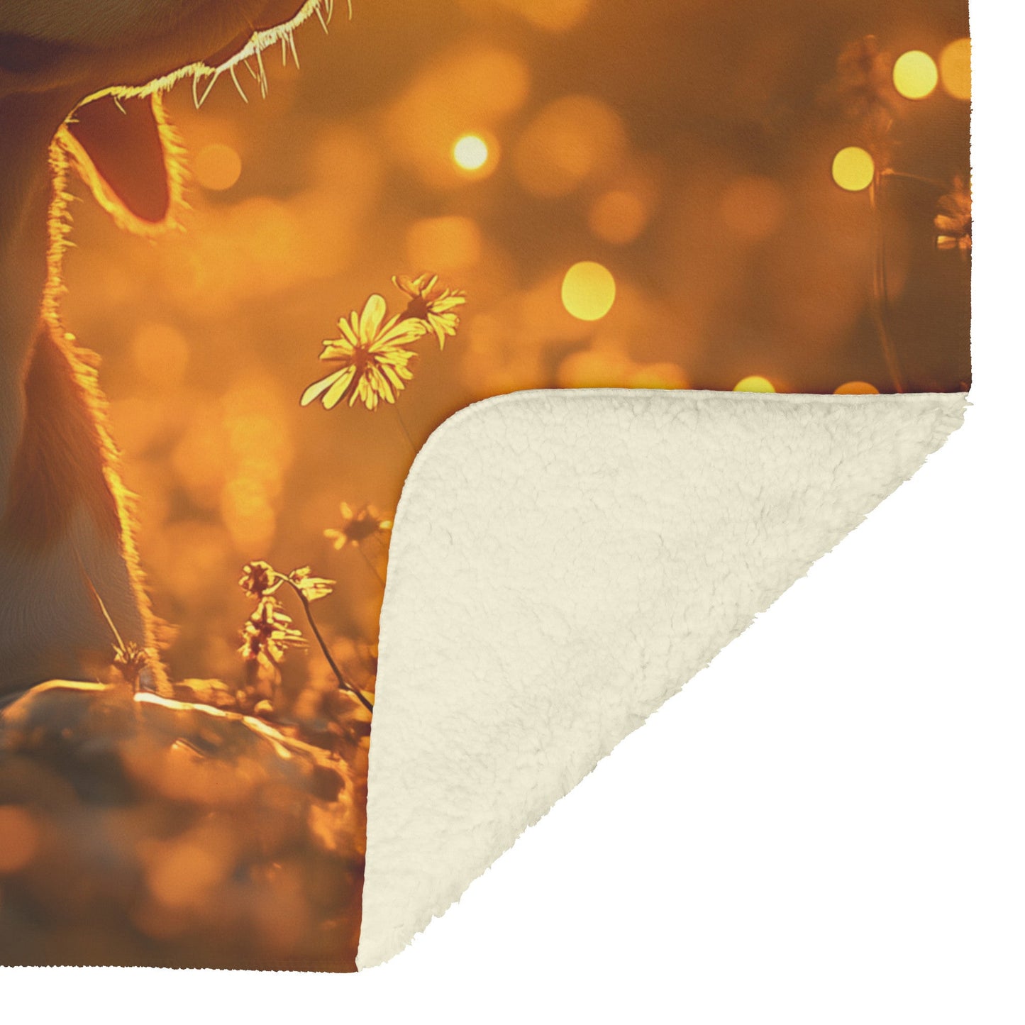 Basset Hound Sitting in Magical Glowing Forest Surrounded by Fireflies and Soft Ethereal Light Fleece Blanket - Awakening Righteousness