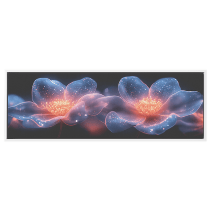 Beautiful Realistic Artwork Gradient Flowers Delicate Geometric Outlines Iridescent Petals Ultra High Definition Panoramic Framed Canvas Wall Art - Awakening Righteousness