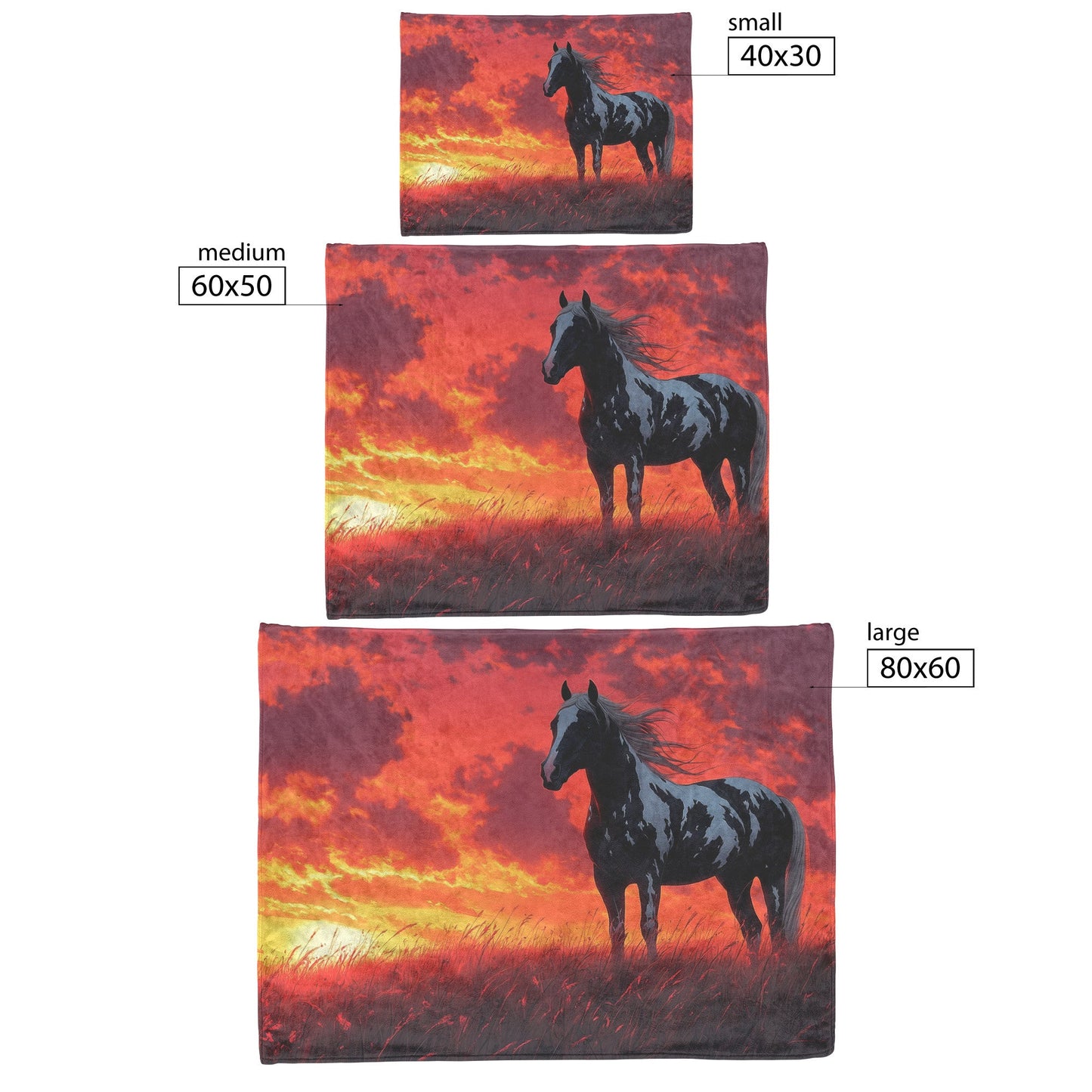 Black and White Pinto Horse on Hill Under Glowing Twilight Skies with Windblown Mane Fleece Sherpa Blanket - Awakening Righteousness