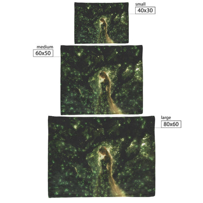 Blood Elf Hunter Fleece Sherpa Blanket Enchanted Forest Golden Mist Green Light Trails Serene Elegant WoW Design - Awakening Righteousness