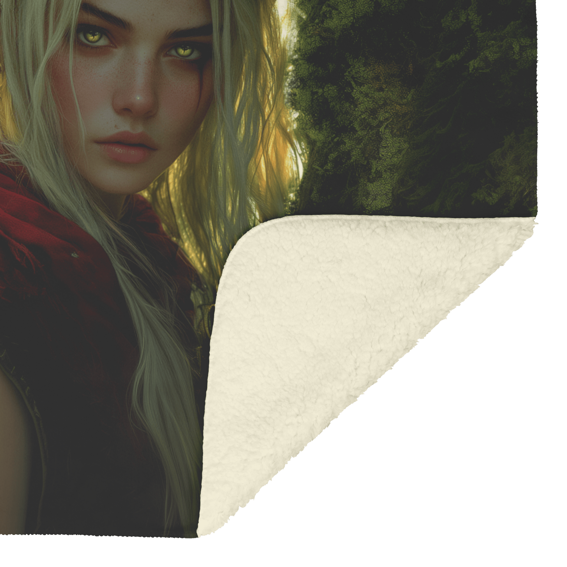 Blood Elf Hunter Fleece Sherpa Blanket Treetop Green Textures Golden Highlights Tranquil Peaceful WoW Design - Awakening Righteousness