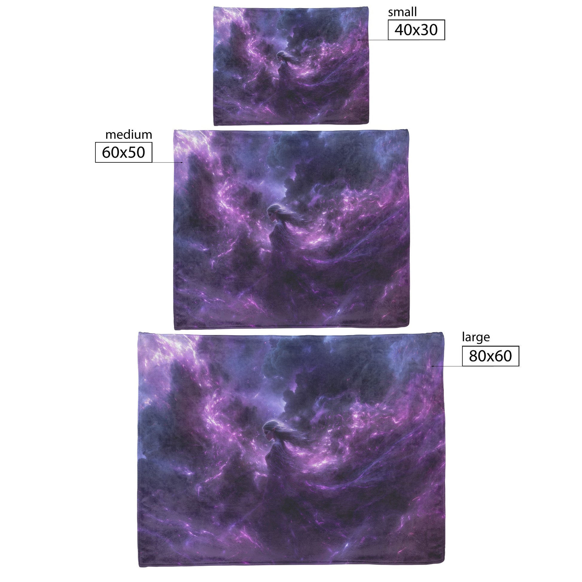 Blood Elf Mage Fleece Sherpa Blanket Arcane Robes Purple Silver Light Trails Serene Magical WoW Design - Awakening Righteousness