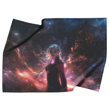 Blood Elf Mage Fleece Sherpa Blanket Arcane Shields Shimmering Stars Cosmic Textures Majestic Powerful WoW Design - Awakening Righteousness