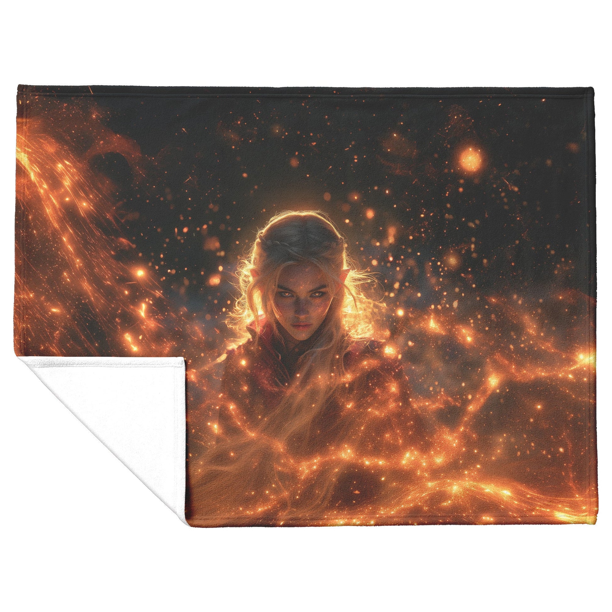Blood Elf Mage Fleece Sherpa Blanket Arcane Shields Shimmering Stars Cosmic Textures Majestic Powerful WoW Design - Awakening Righteousness