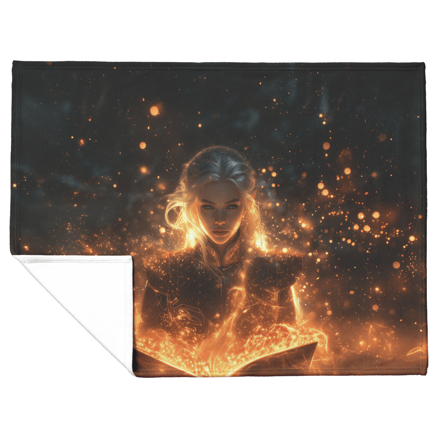 Blood Elf Mage Fleece Sherpa Blanket Arcane Shields Shimmering Stars Cosmic Textures Majestic Powerful WoW Design - Awakening Righteousness