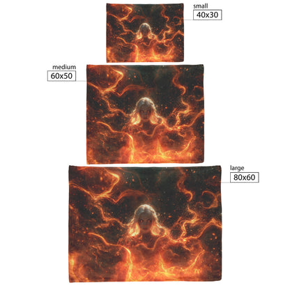 Blood Elf Mage Fleece Sherpa Blanket Fiery Magic Red Gold Flames Shimmering Stars Glowing Accents Bold Dynamic WoW Design - Awakening Righteousness