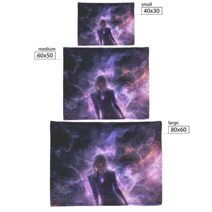 Blood Elf Mage Fleece Sherpa Blanket Purple Robes Cosmic Textures Arcane Symbols Elegant Serene WoW Design - Awakening Righteousness