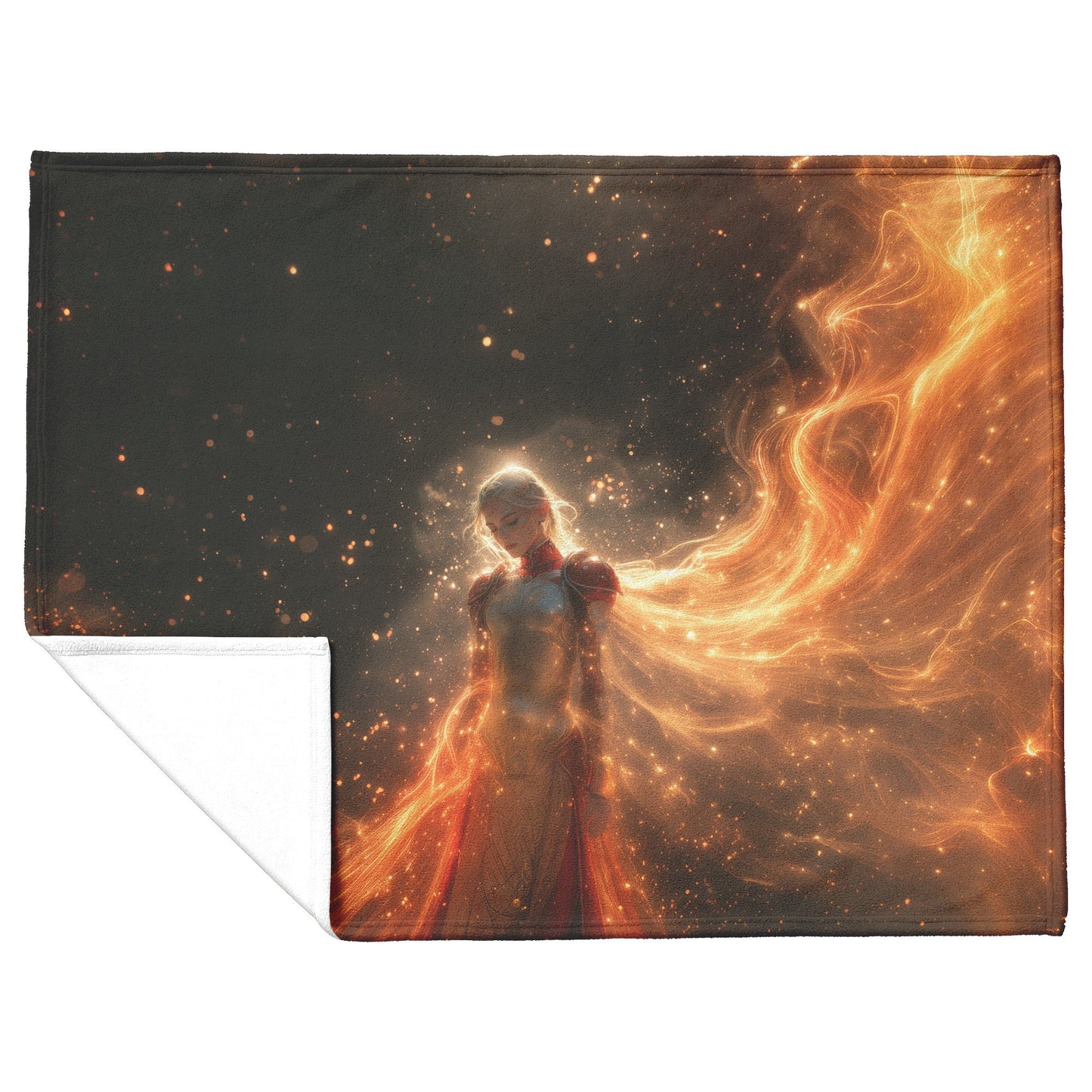 Blood Elf Paladin Fleece Sherpa Blanket Crimson Silver Armor Radiant Warhammer Cosmic Mist Golden Highlights Inspiring WoW Design - Awakening Righteousness
