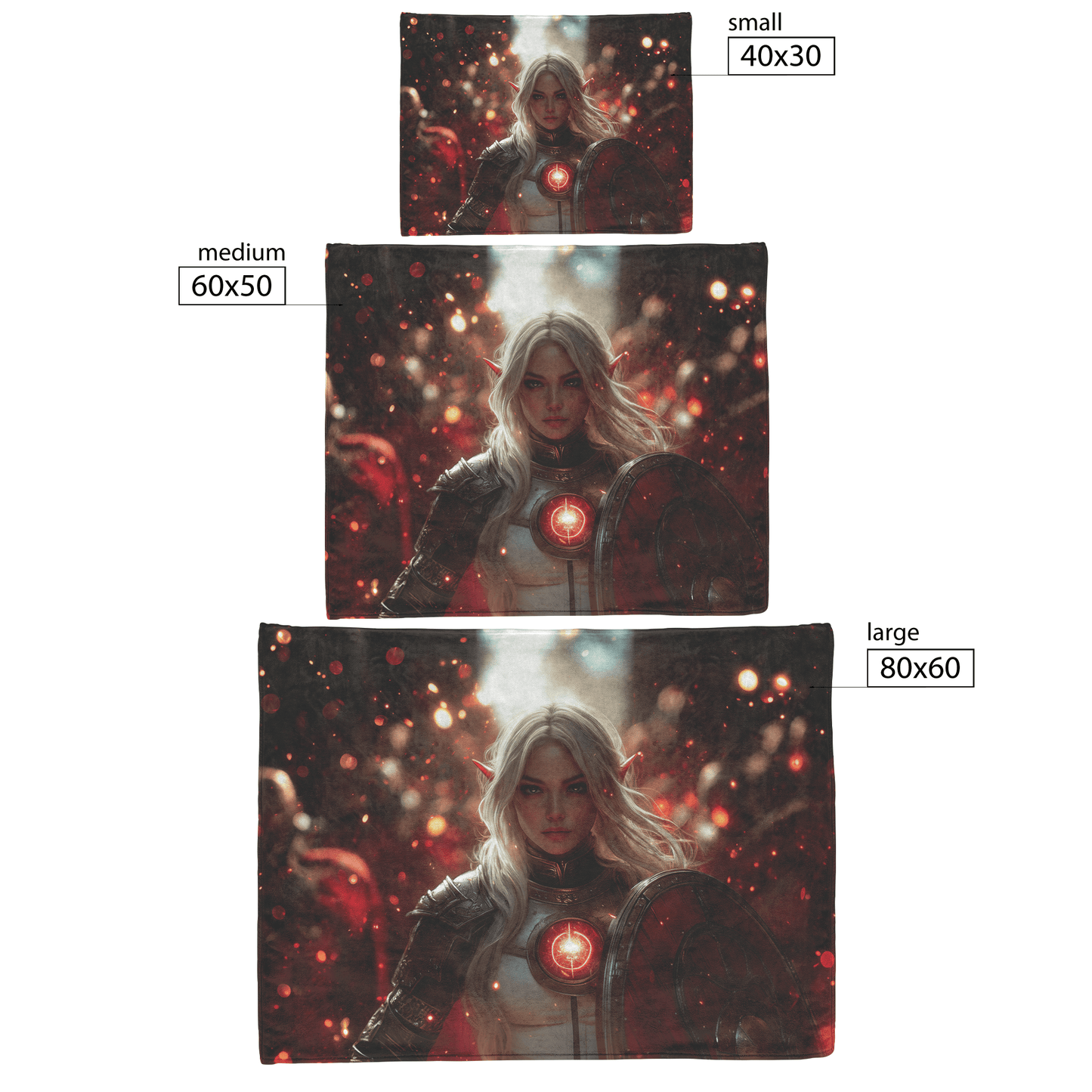 Blood Elf Paladin Fleece Sherpa Blanket Gold Crimson Armor Radiant Shield Cosmic Stars Glowing Accents Bold Elegant WoW Design - Awakening Righteousness