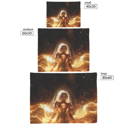 Blood Elf Paladin Fleece Sherpa Blanket Sunlit Temple Golden Armor Light Rays Radiant Accents Peaceful Powerful Design - Awakening Righteousness