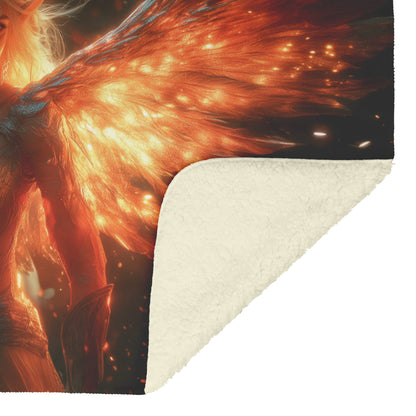 Blood Elf Priest Fleece Sherpa Blanket Silver Wings Protective Spell Shimmering Textures Light Trails Elegant Powerful Design - Awakening Righteousness