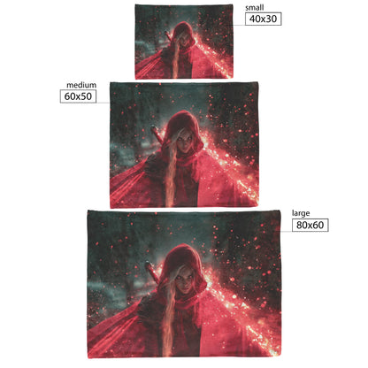 Blood Elf Rogue Fleece Sherpa Blanket Crimson Blades Shimmering Stars Radiant Reflections Bold Powerful WoW Design - Awakening Righteousness