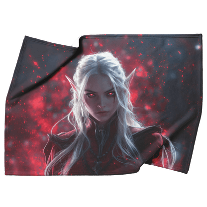 Blood Elf Rogue Fleece Sherpa Blanket Glowing Silver Daggers Shimmering Mist Cosmic Reflections Stealthy Bold WoW Design - Awakening Righteousness
