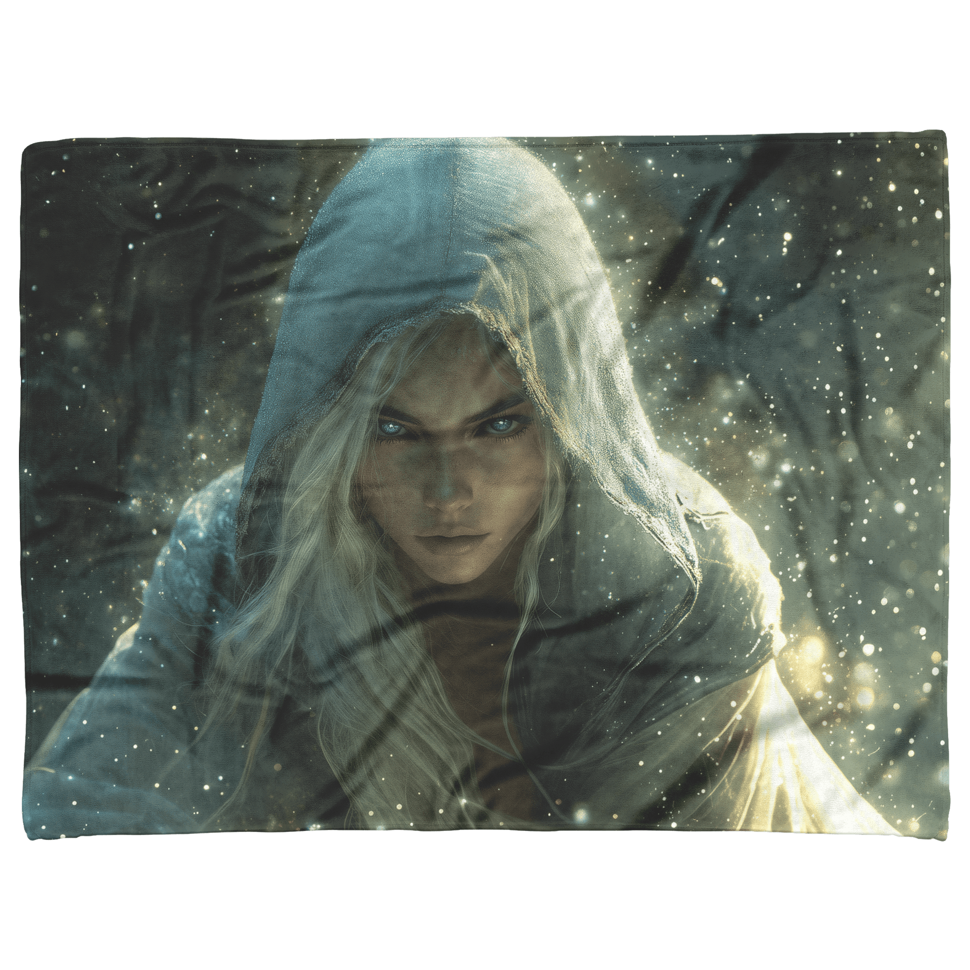 Blood Elf Rogue Fleece Sherpa Blanket Shadows Silver Highlights Cosmic Textures Elegant Mysterious WoW Design - Awakening Righteousness