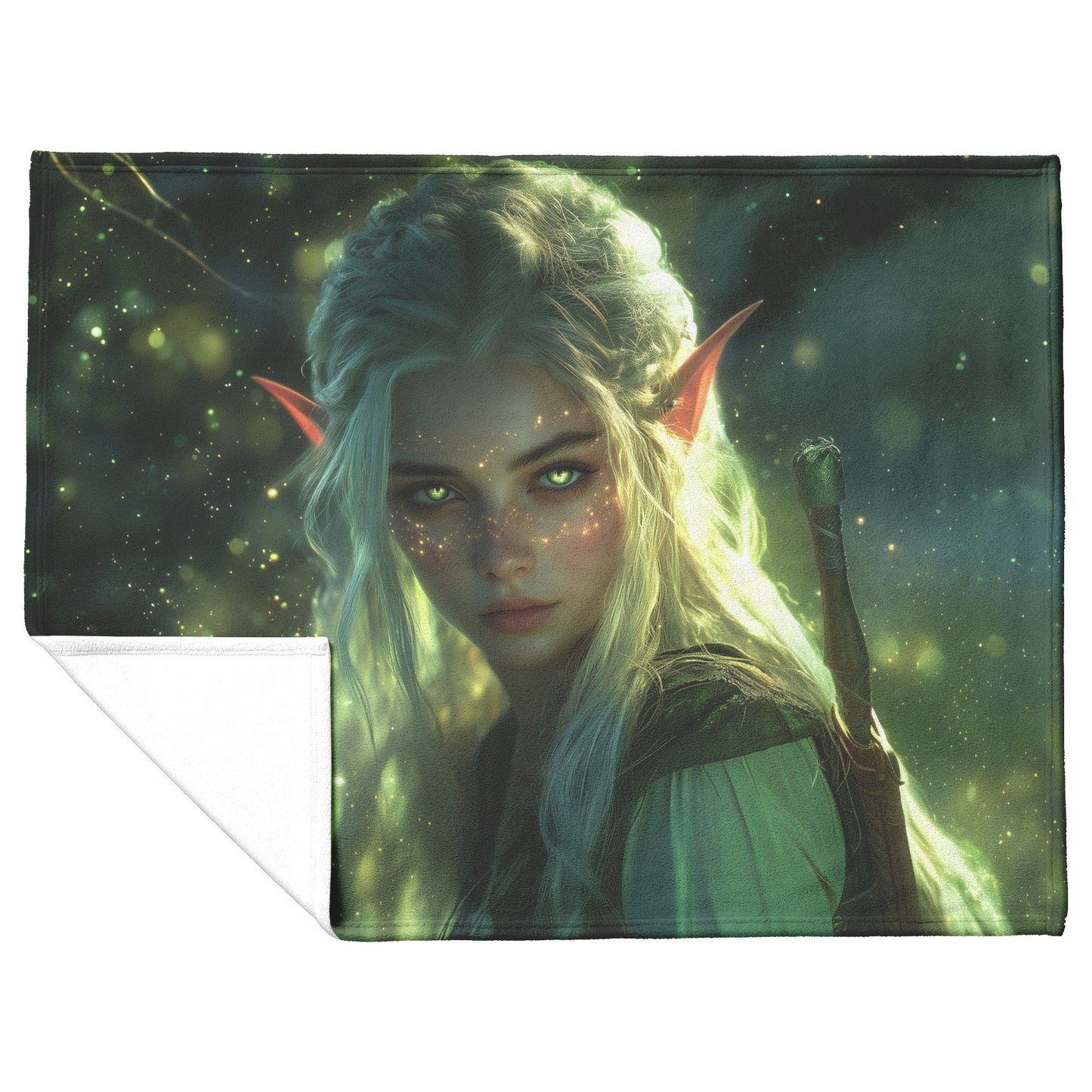 Blood Elf Rogue Fleece Sherpa Blanket Shadows Silver Highlights Cosmic Textures Elegant Mysterious WoW Design - Awakening Righteousness