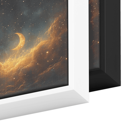 Boho Celestial Crescent Moons Starry Swirls Pastel Earth Tones Ultra High Definition Modern Panoramic Framed Canvas Wall Art - Awakening Righteousness