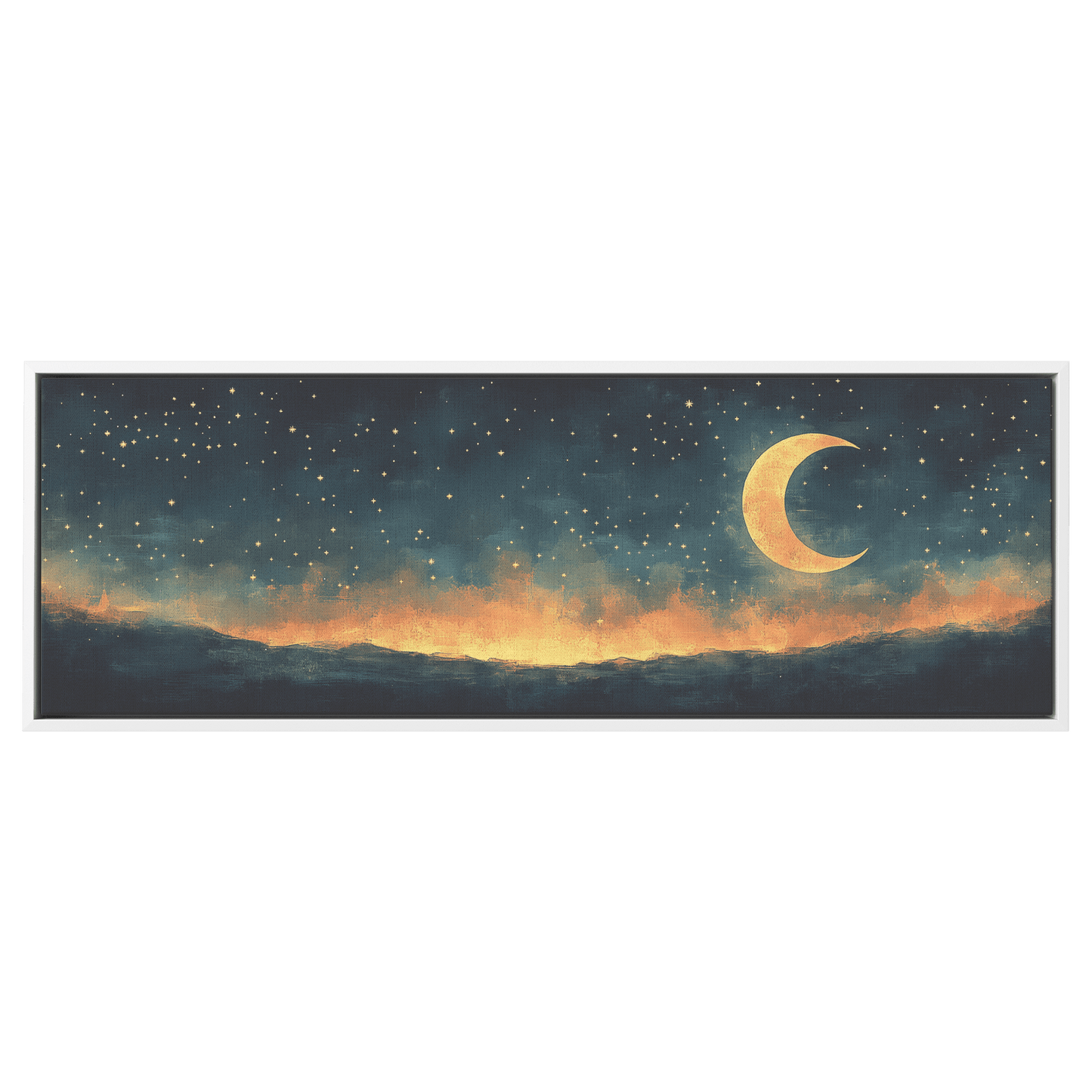 Boho Inspired Pattern Crescent Moons Tiny Stars Muted Beige Terracotta Tones Ultra High Definition Modern Aesthetic Panoramic Framed Canvas Wall Art - Awakening Righteousness