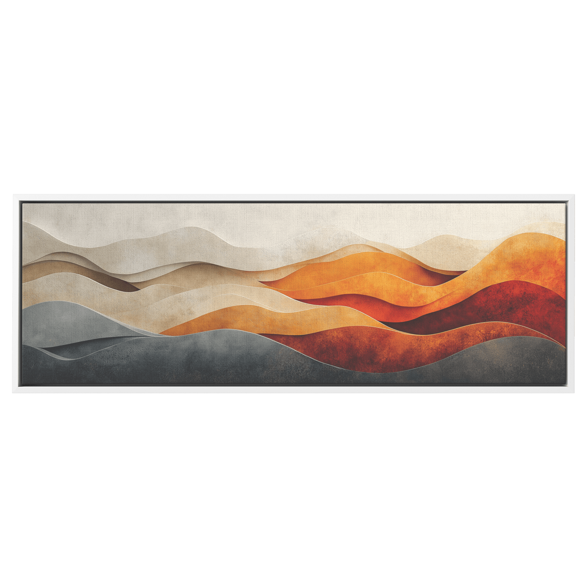 Bold Abstract Wall Art Layered Organic Shapes Sienna Rust Cream Shades Ultra High Definition Soft Texture Retro Vibe Panoramic Framed Canvas Wall Art - Awakening Righteousness