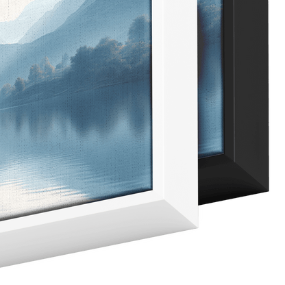 Calm Lake Scene Soft Beige Hills Muted Reflections Ultra High Definition Minimalist Elegance Panoramic Framed Canvas Wall Art - Awakening Righteousness