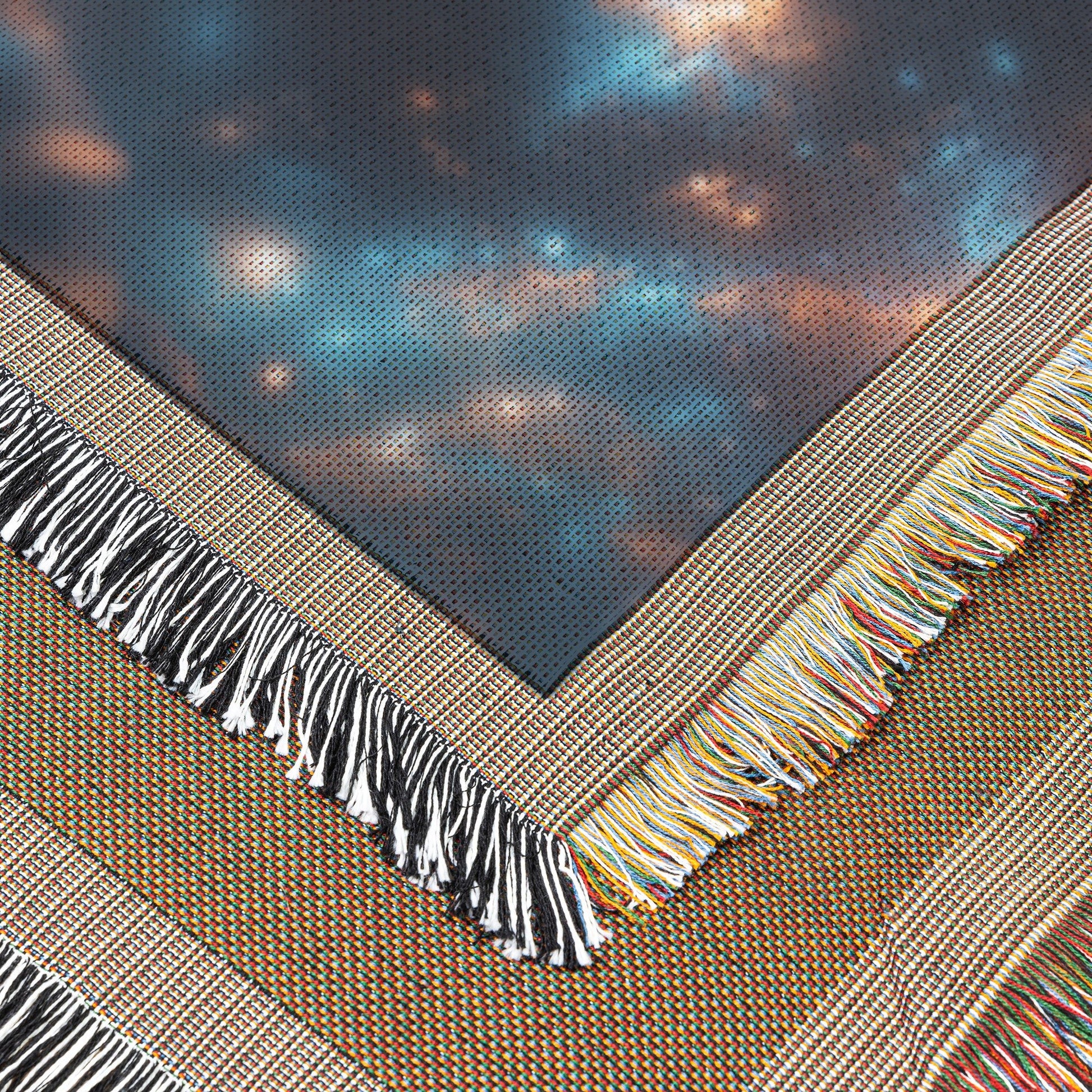 Child Gazing at Stars in Cosmic Sky Galaxy Woven Throw Blanket for Bedroom and Home Decor - Awakening Righteousness