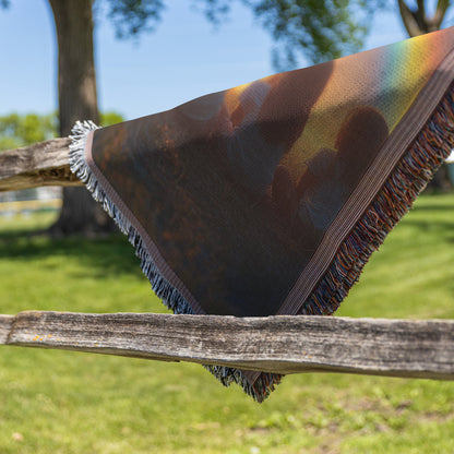 Children Under Rainbow Woven Throw Blanket Christian Promise Inspired Decor Vibrant Sunset Design for Home or Gift - Awakening Righteousness