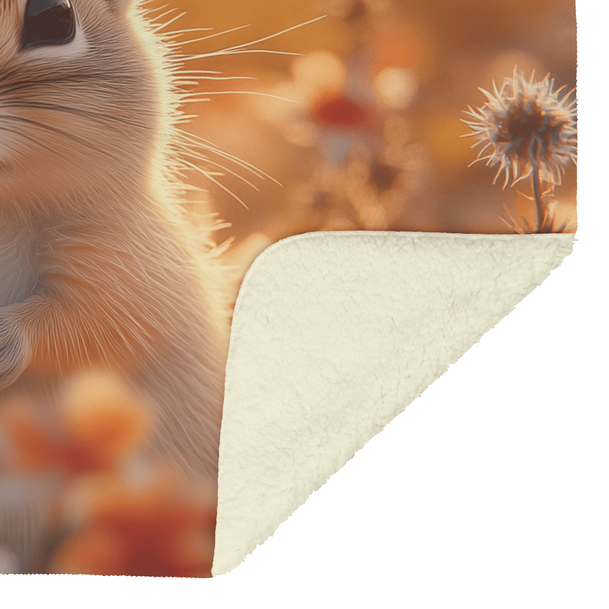 Chipmunk Exploring Glowing Field of Wildflowers Under Vibrant Sunset with Fur Illuminated by Golden Light Fleece Sherpa Blanket - Awakening Righteousness