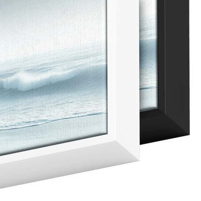 Coastline Scene Muted Gray Tones Rolling Waves Soft Sandy Shore Ultra High Definition Elegant Simplicity Panoramic Framed Canvas Wall Art - Awakening Righteousness