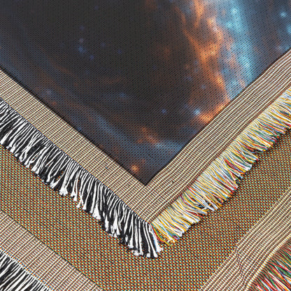 Cosmic Majesty Woven Throw Blanket Galactic Whirlpool Christian Creation Inspired Universe Design for Home Decor - Awakening Righteousness