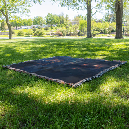 Cosmic Reflection of Trees and Stars by the Water Woven Throw Blanket for Home Decor - Awakening Righteousness